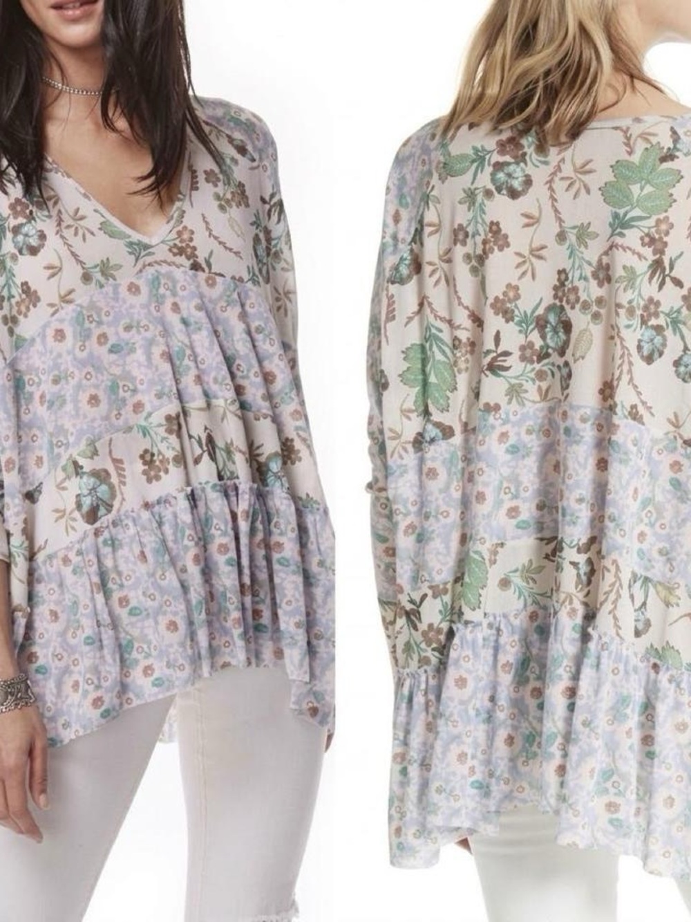 Free People Isabelle Tunic Floral Tea Combo Sheer XS